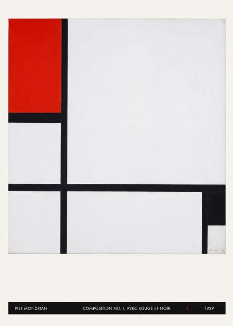 Piet Mondrian Composition No. I, Avec Rouge Et Noir No5 - Poster