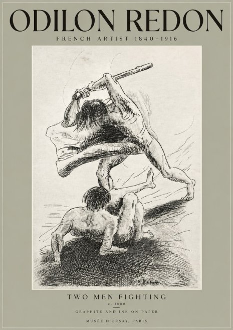 Odilon Redon Two Men Fighting No3 - Poster