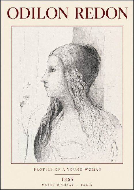 Odilon Redon Profile of a Young Woman No3 - Poster