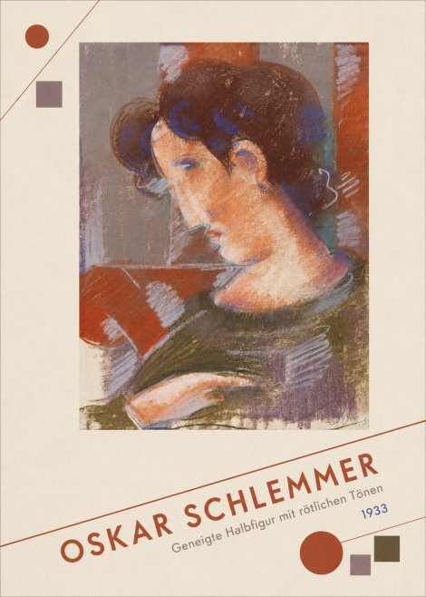 Oskar Schlemmer Geneigte Halbfigur Mit Rötlichen Tönen No3 - Poster