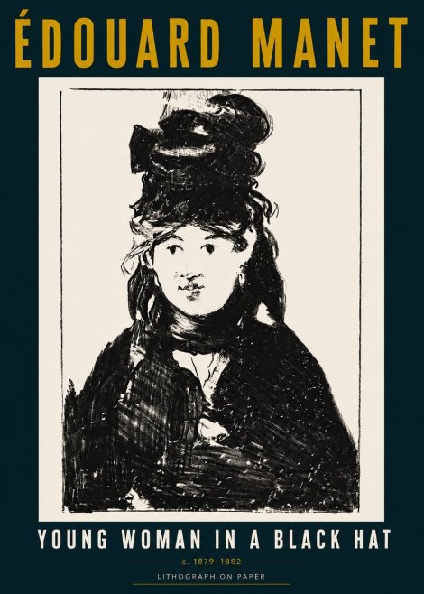 Édouard Manet Young Woman in a Black Hat II No5 - Poster