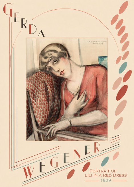 Gerda Wegener Portrait of Lili in a Red Dress No6 - Poster