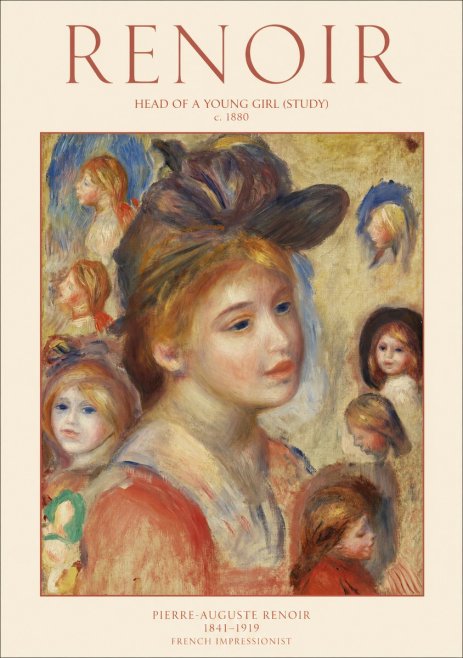 Renoir Head of a Young Girl (Study) No1 - Poster