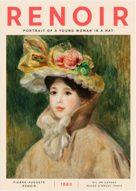 Renoir Portrait of a Young Woman in a Hat No2 - Poster
