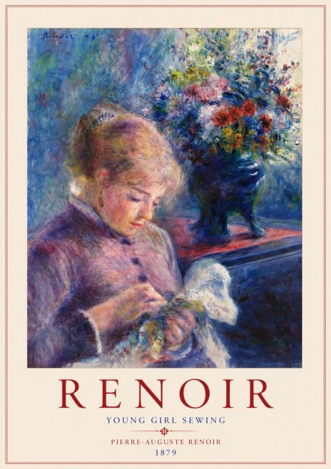 Renoir Young Girl Sewing No3 - Poster
