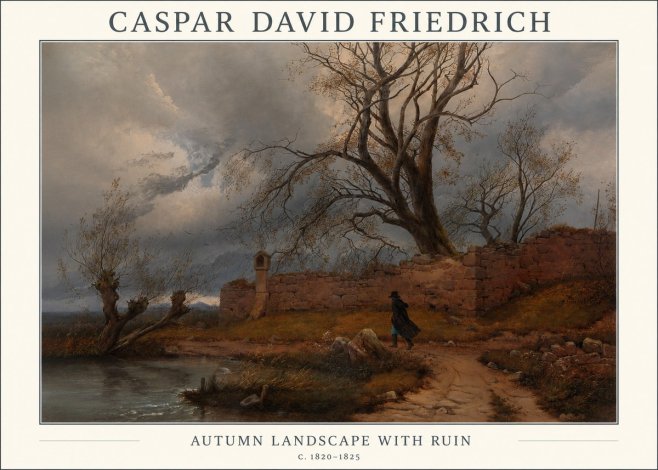 Caspar David Friedrich Autumn Landscape with Ruin No1 - Poster