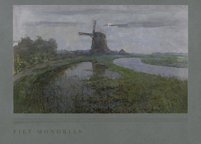 Piet Mondrian Windmill by the Water II No2 - Poster