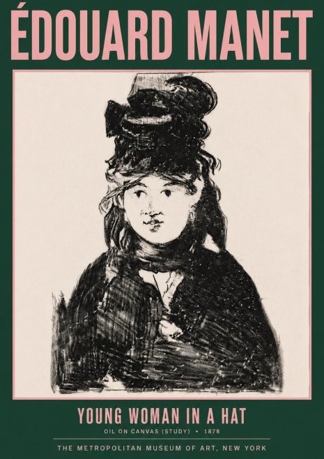 Édouard Manet Young Woman in a Hat IV No3 - Poster