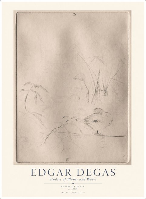 Edgar Degas Studies of Plants and Water No1 - Poster