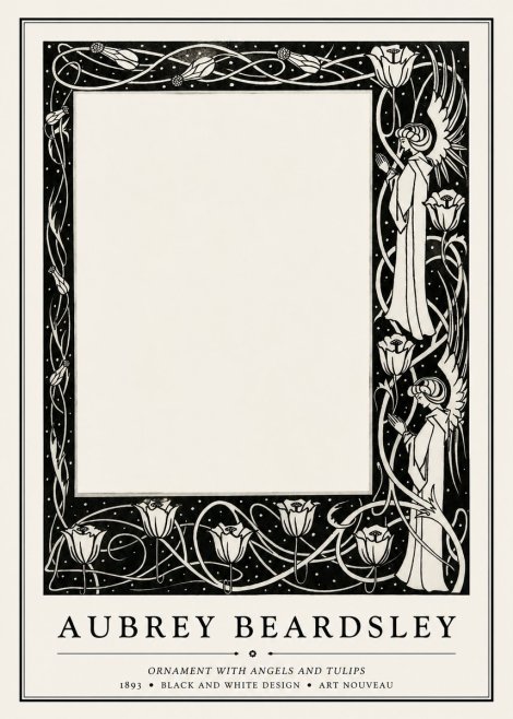 Aubrey Beardsley Ornament with Angels and Tulips No1 - Poster