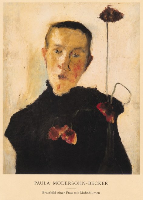 Paula Modersohn-Becker Brustbild Einer Frau Mit Mohnblumen No5 - Poster