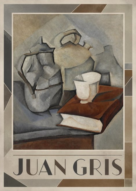 Juan Gris Still Life with Book and Vessels No1 - Poster