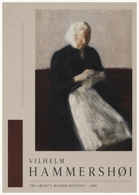 Vilhelm Hammershøi The Artist's Mother Knitting No5 - Poster