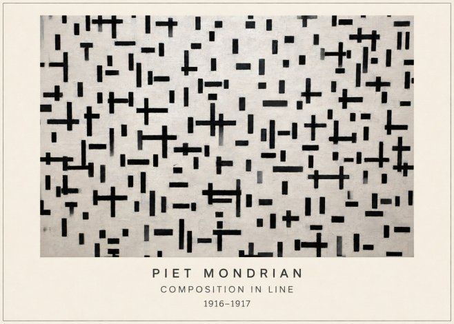 Piet Mondrian Composition in Line No4 - Poster