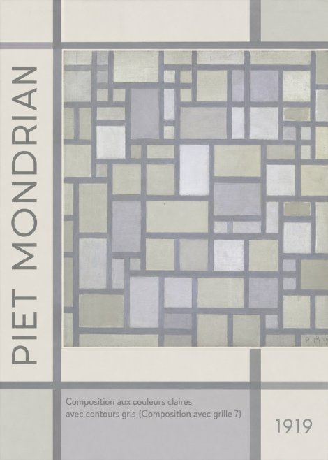 Piet Mondrian Composition Aux Couleurs Claires Avec Contours Gris (Composition Avec Grille 7) No2 - Poster