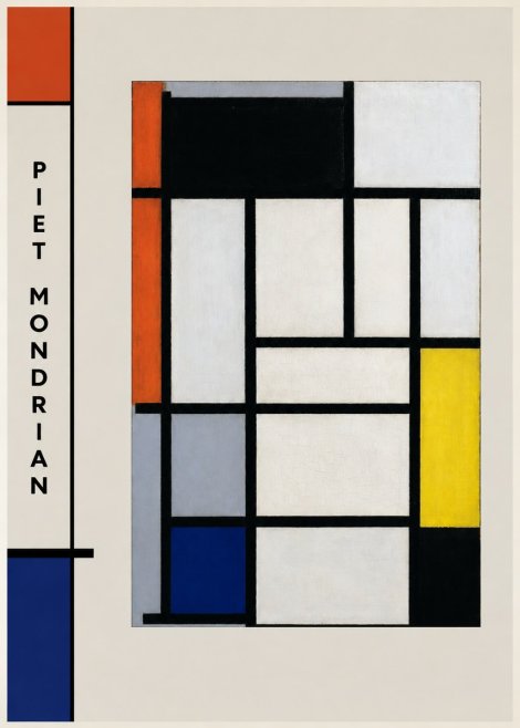 Piet Mondrian Composition with Red, Blue and Yellow No2 - Poster