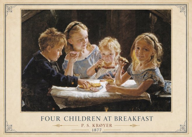 P.S. Krøyer Four Children at Breakfast No3 - Poster