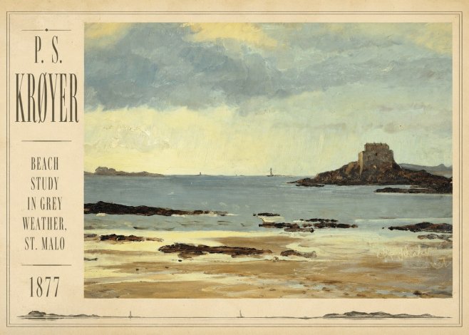 P.S. Krøyer Beach Study in Grey Weather, St. Malo No2 - Poster