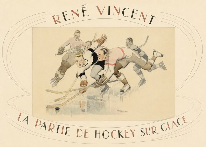 René Vincent La Partie De Hockey Sur Glace No4 - Poster