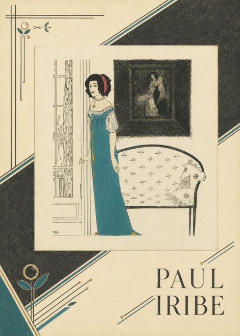 Paul Iribe Elegant Lady in Blue Dress No4 - Poster
