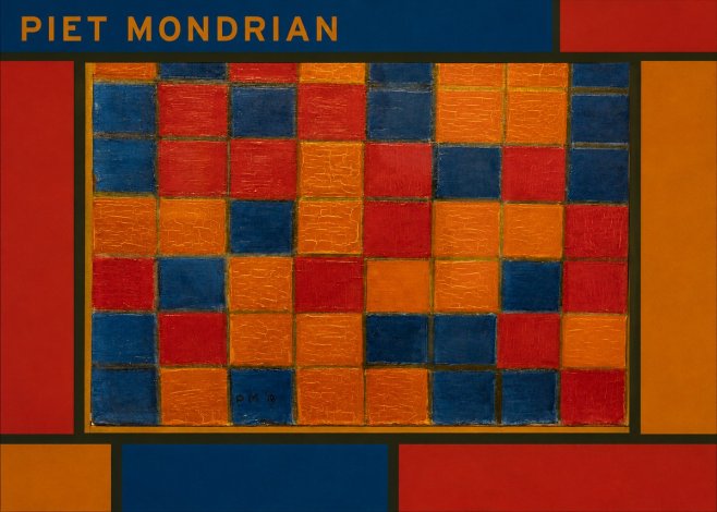 Piet Mondrian Checkerboard Composition with Dark Colors No1 - Poster