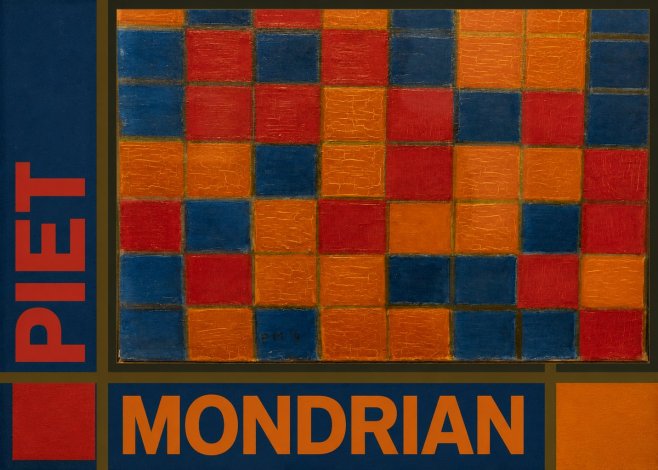 Piet Mondrian Checkerboard Composition with Dark Colors No5 - Poster