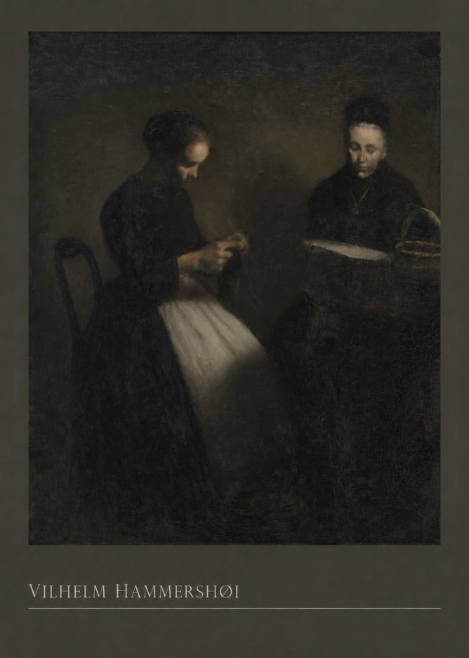 Vilhelm Hammershøi Two Women Knitting No3 - Poster