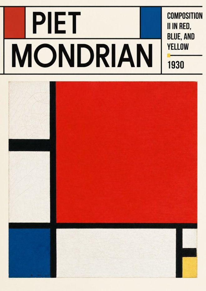 Piet Mondrian Composition Ii in Red, Blue, and Yellow No3 - Poster