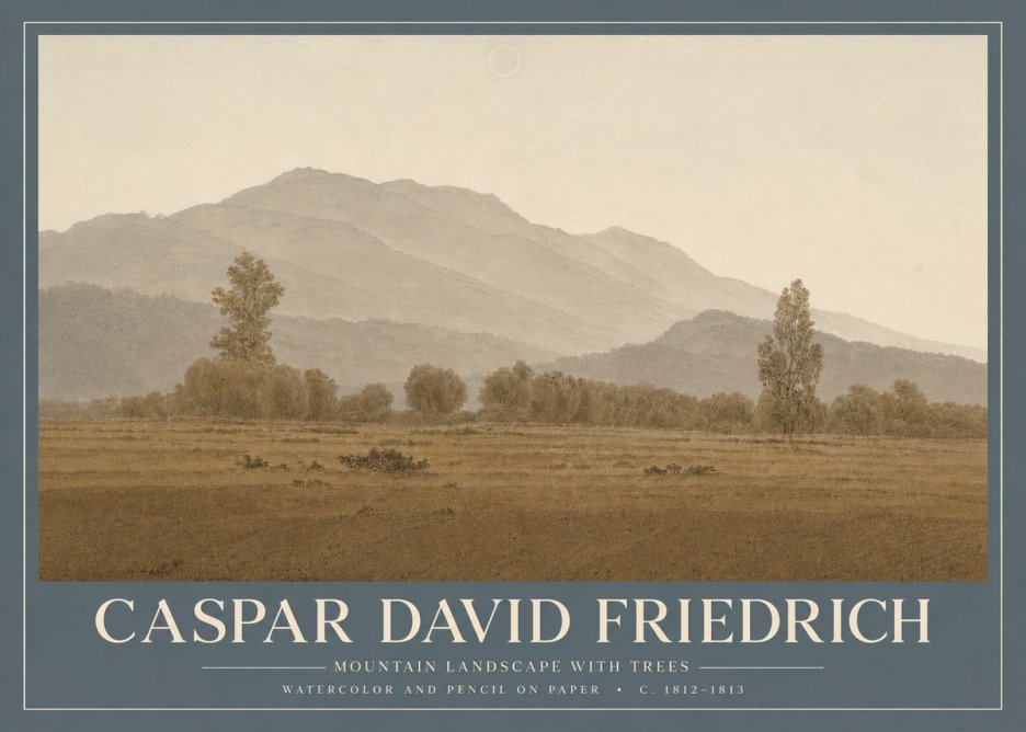 Caspar David Friedrich Mountain Landscape with Trees No4 - Poster