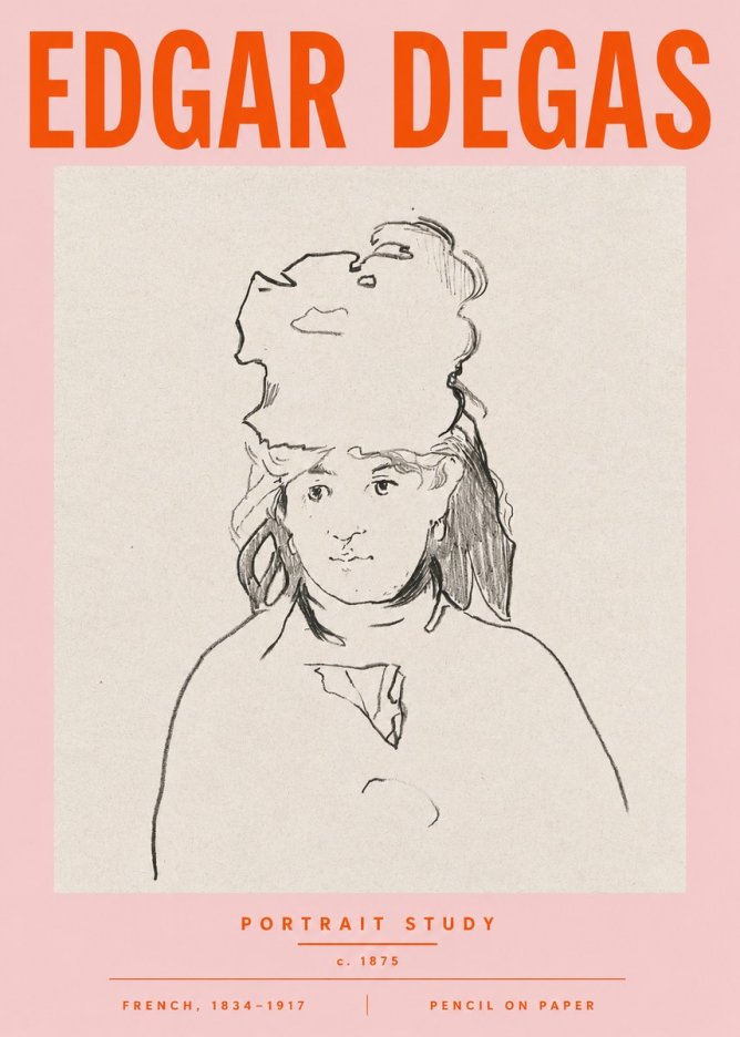 Edgar Degas Portrait Study No5 - Poster
