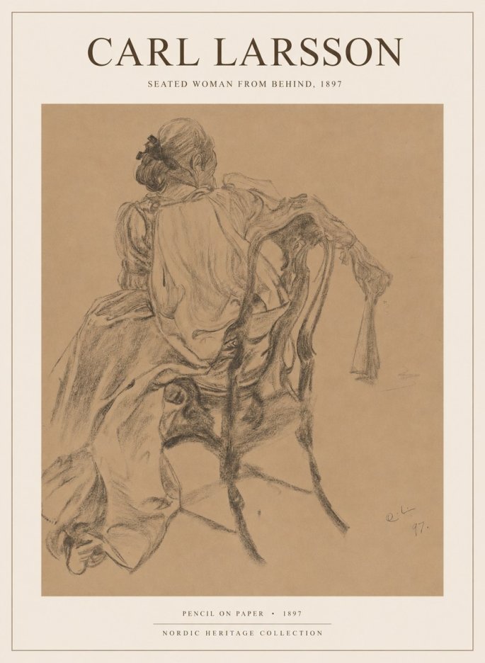 Carl Larsson Study of a Seated Woman from Behind No6 - Poster
