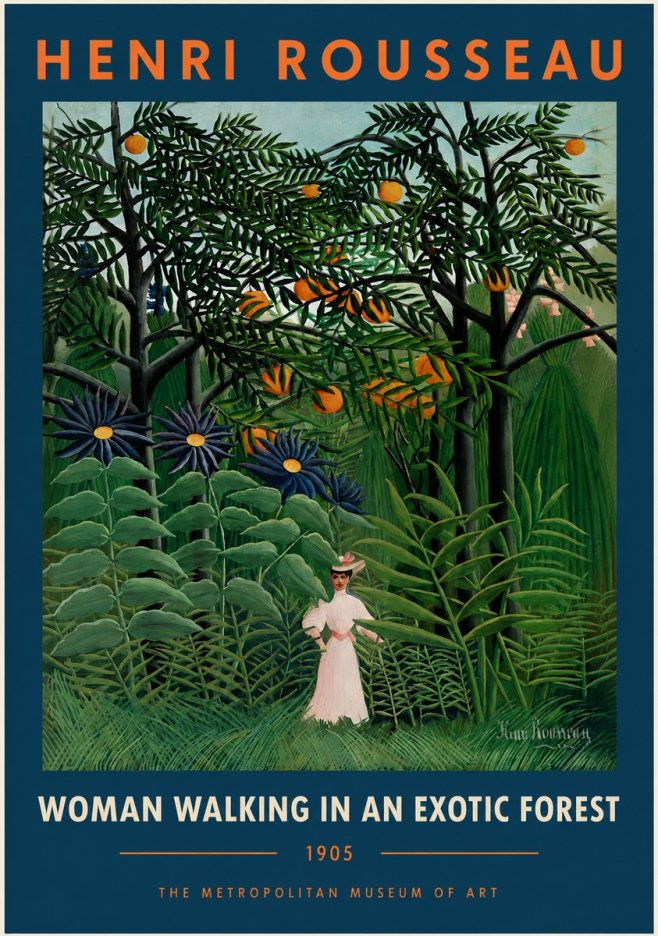 Rousseau Woman Walking in an Exotic Forest No5 - Poster