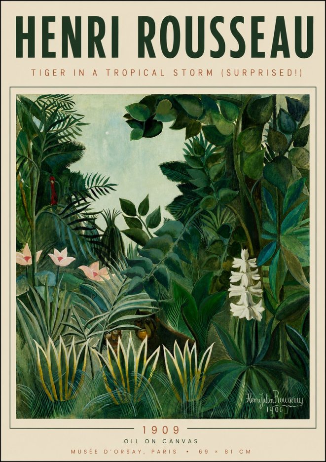 Rousseau Tiger in a Tropical Storm (Surprised!) No6 - Poster