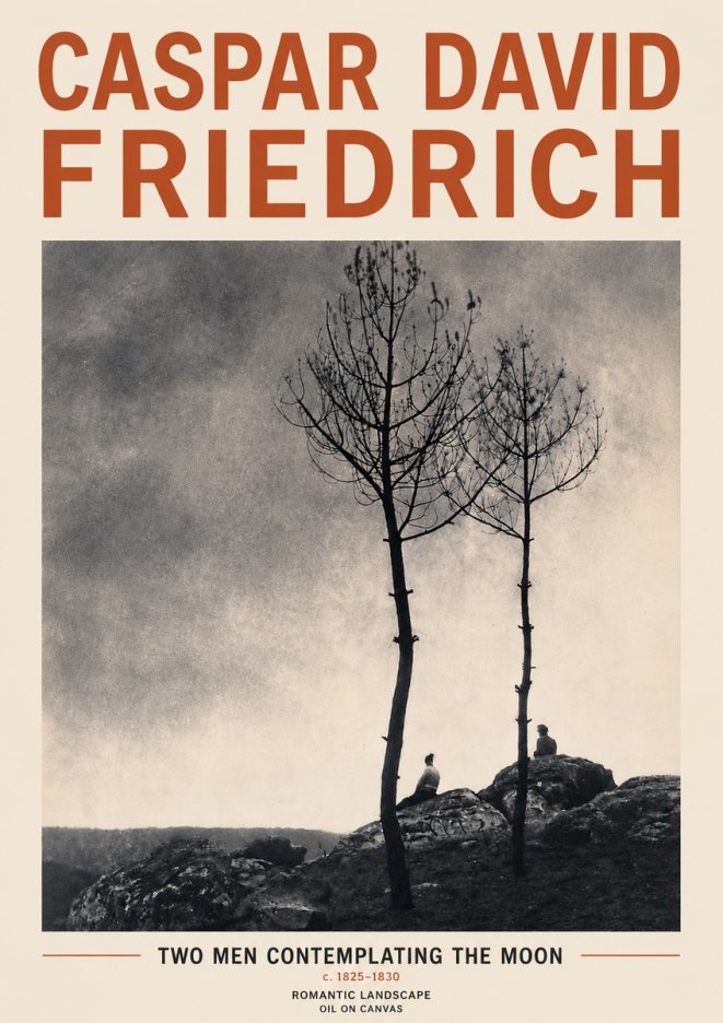 Caspar David Friedrich Two Men Contemplating the Moon III No4 - Poster
