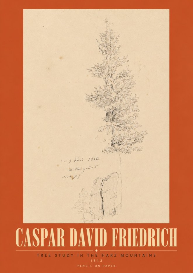 Caspar David Friedrich Tree Study in the Harz Mountains No3 - Poster