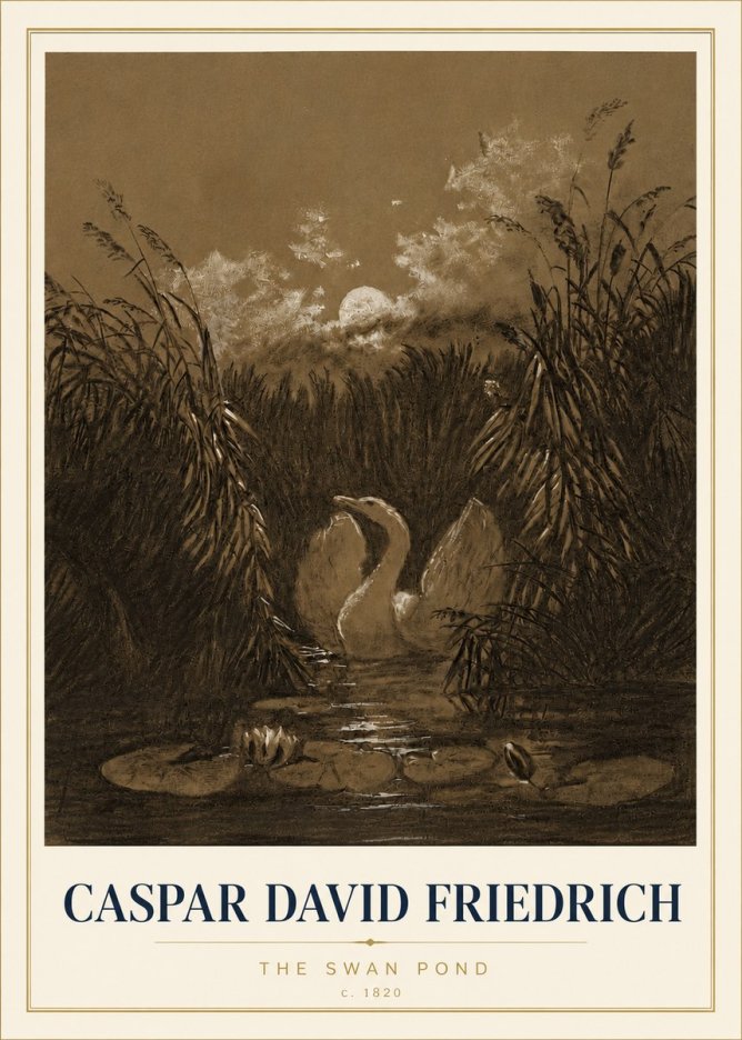 Caspar David Friedrich The Swan Pond No4 - Poster