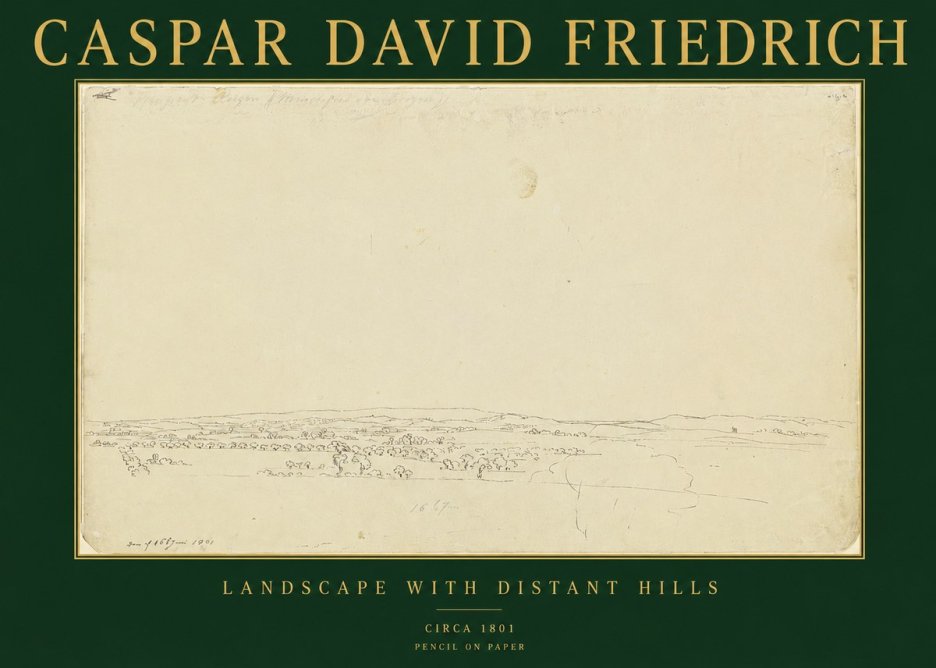 Caspar David Friedrich Landscape with Distant Hills No2 - Poster