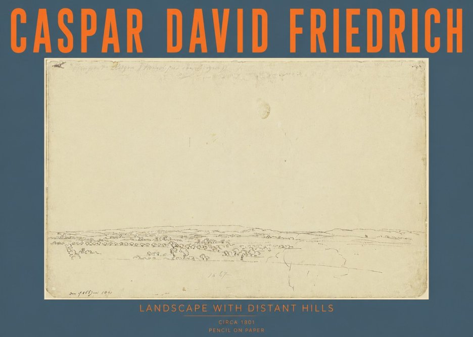 Caspar David Friedrich Landscape with Distant Hills No4 - Poster