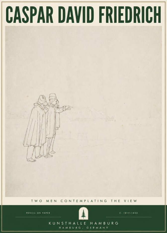 Caspar David Friedrich Two Men Contemplating the View No3 - Poster