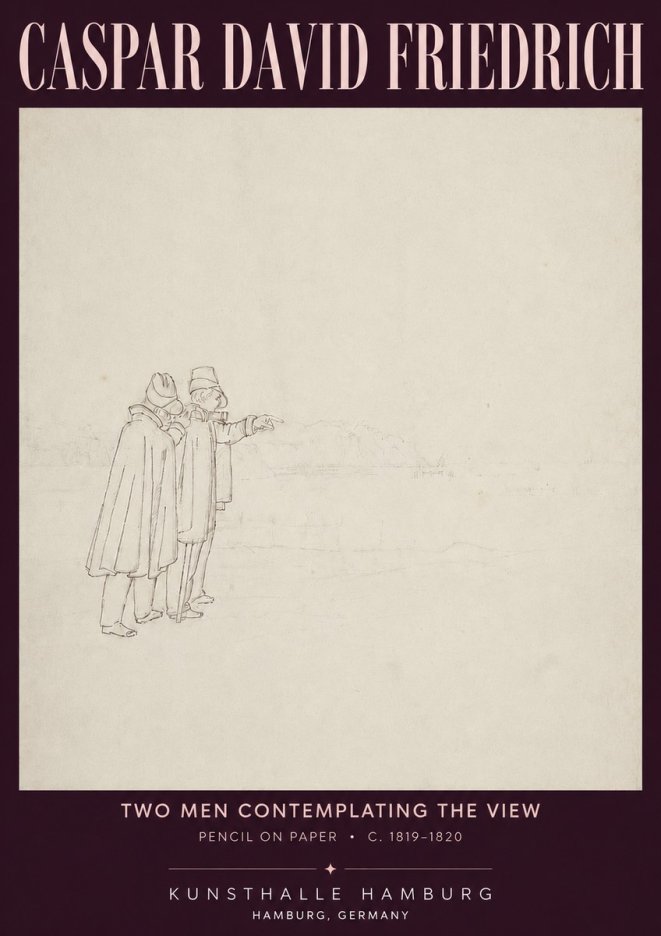 Caspar David Friedrich Two Men Contemplating the View No4 - Poster