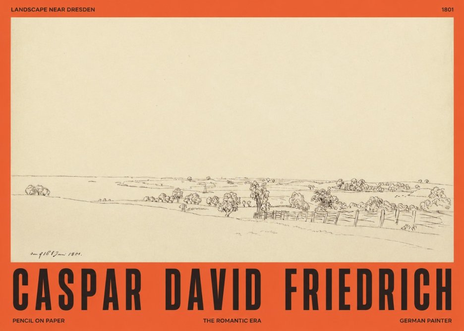 Caspar David Friedrich View of the Countryside Near Dresden No4 - Poster