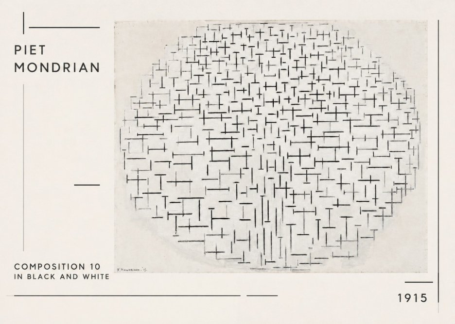 Piet Mondrian Composition 10 in Black and White No1 - Poster
