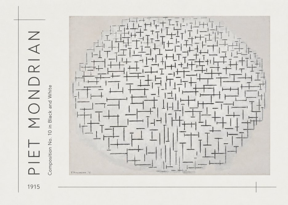 Piet Mondrian Composition 10 in Black and White No3 - Poster