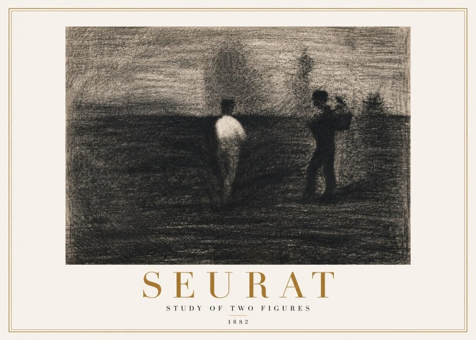 Seurat Study of Two Figures No4 - Poster