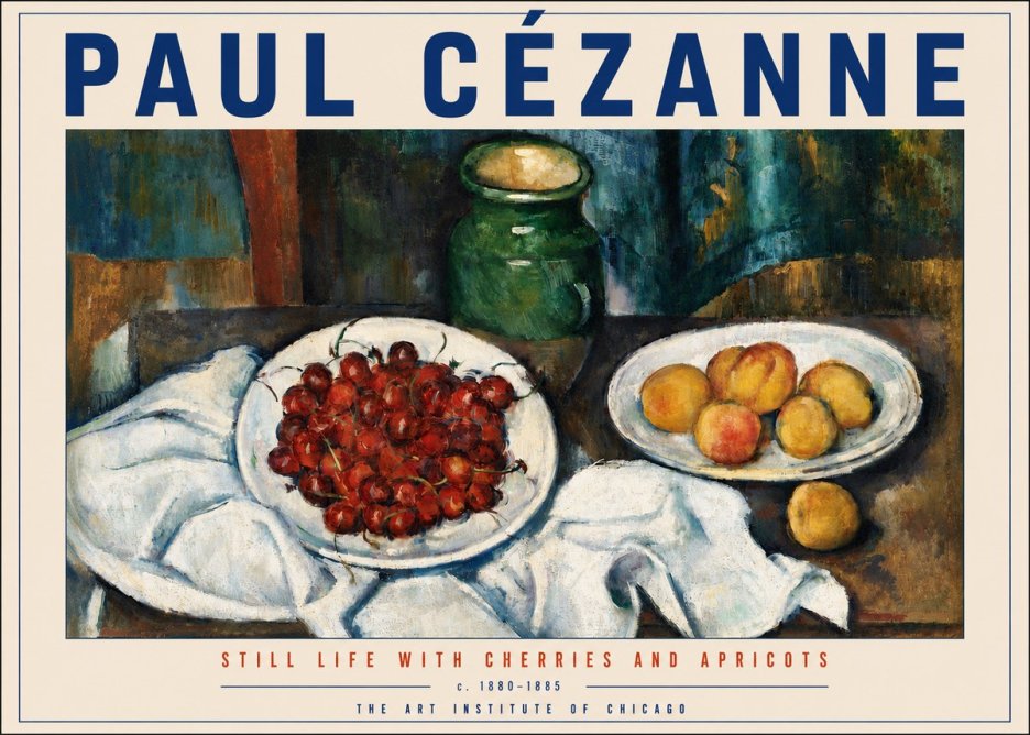 Paul Cézanne Still Life with Cherries and Apricots No4 - Poster