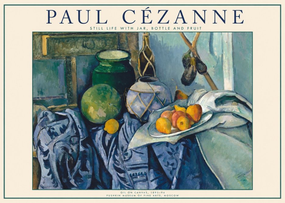 Paul Cézanne Still Life with Jar, Bottle and Fruit No1 - Poster