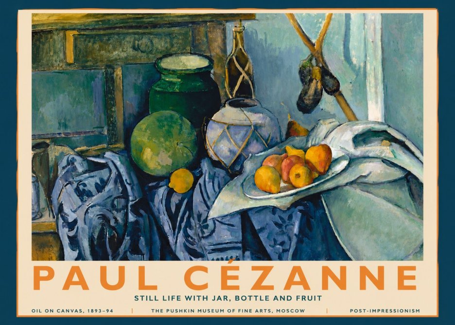 Paul Cézanne Still Life with Jar, Bottle and Fruit No3 - Poster