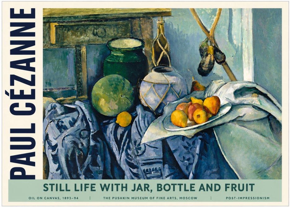 Paul Cézanne Still Life with Jar, Bottle and Fruit No4 - Poster