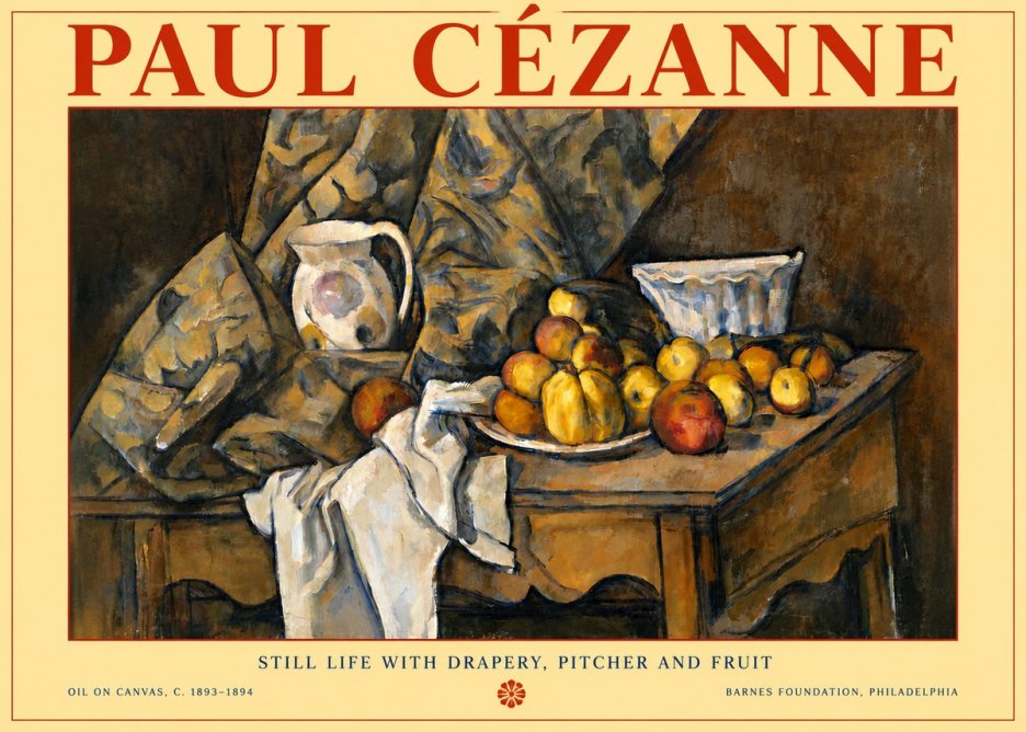 Paul Cézanne Still Life with Drapery, Pitcher and Fruit No6 - Poster
