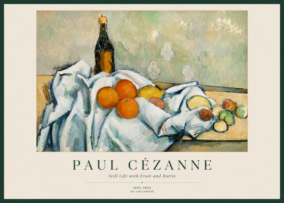 Paul Cézanne Still Life with Fruit and Bottle No1 - Poster